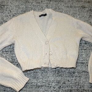 Nasty Gal Cream Knit Cardigan
